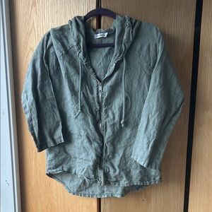 Nina Kendosa linen Hooded Zip-Front Women's Top